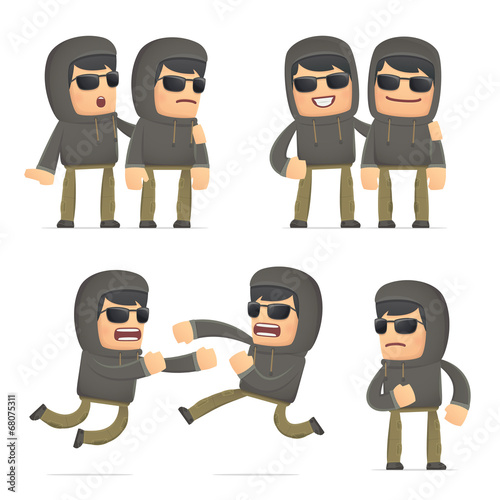 set of hacker character in different poses