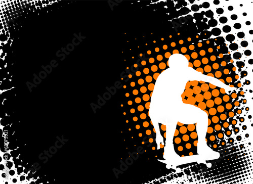 skateboarder on the abstract halftone background - vector #68075321