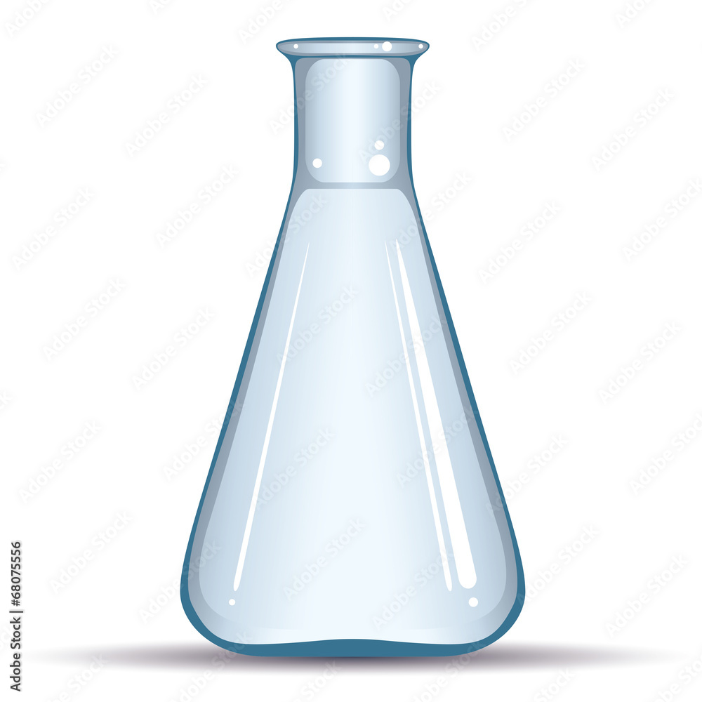 Empty chemical flask isolated on white background, vector Empty chemical flask isolated on white background, vector