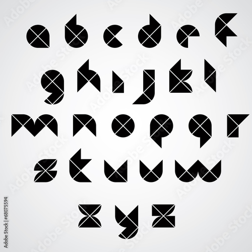 Digital style simple geometric font made with rhombuses.