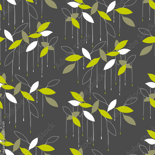 Abstract seamless pattern with green leaf. Vector