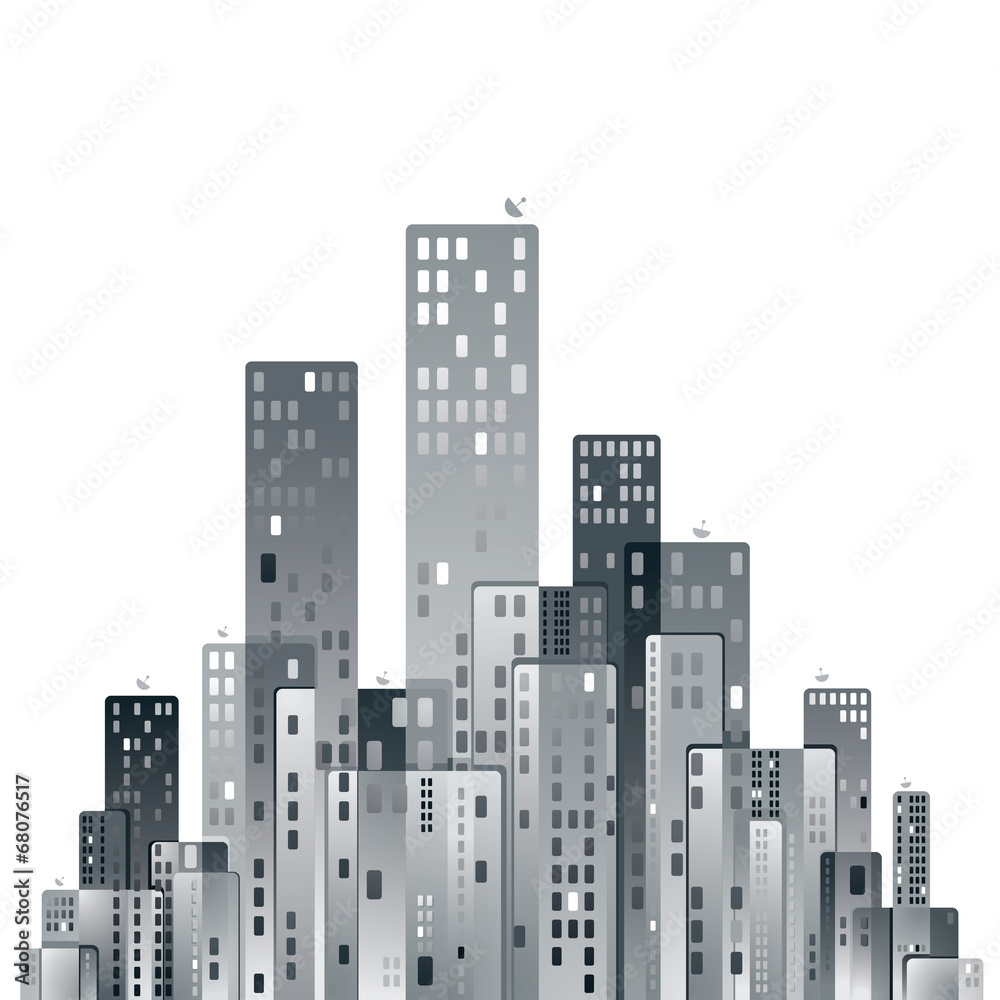 Modern city panorama vector illustration.