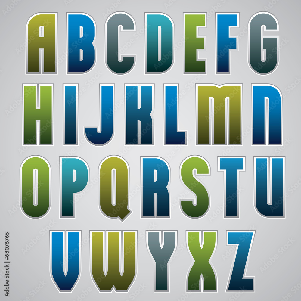 Vector retro alphabet, bold and condensed font, retro poster Vector retro alphabet, bold and condensed font, retro poster