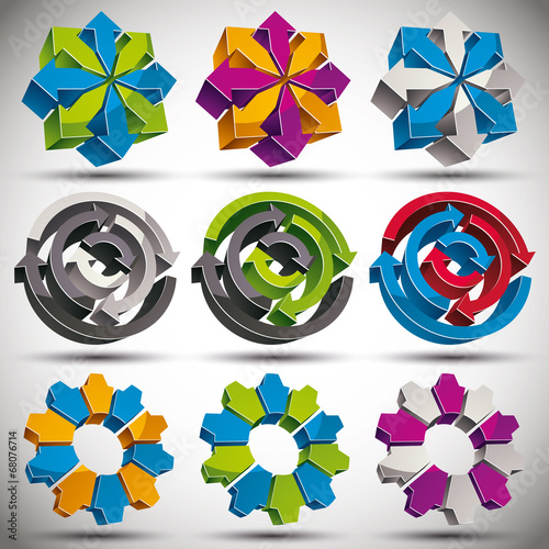 Set of modern style 3d abstract icons.