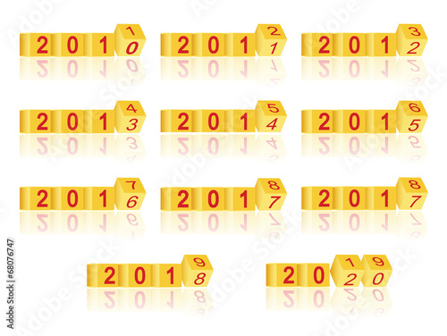 cube passing years 2011-2020, vector