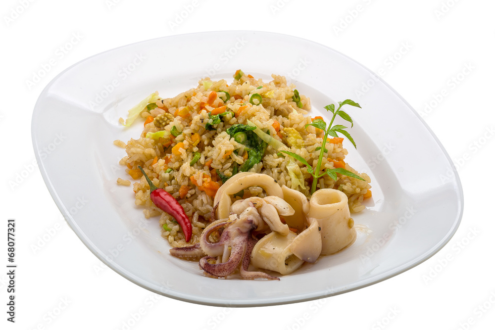 Fried rice with calamari