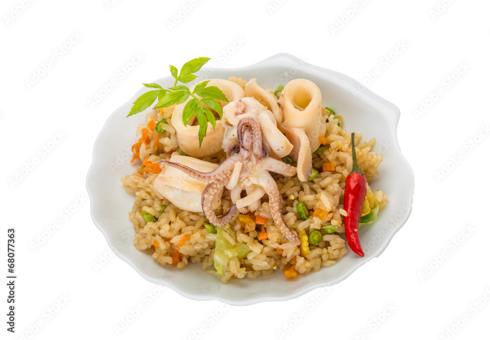 Fried rice with calamari Fried rice with calamari