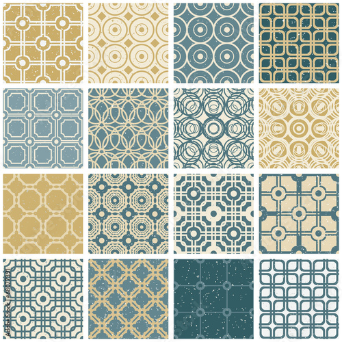Vintage tiles seamless patterns set 2.