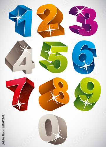 3D colorful bold numbers ve...