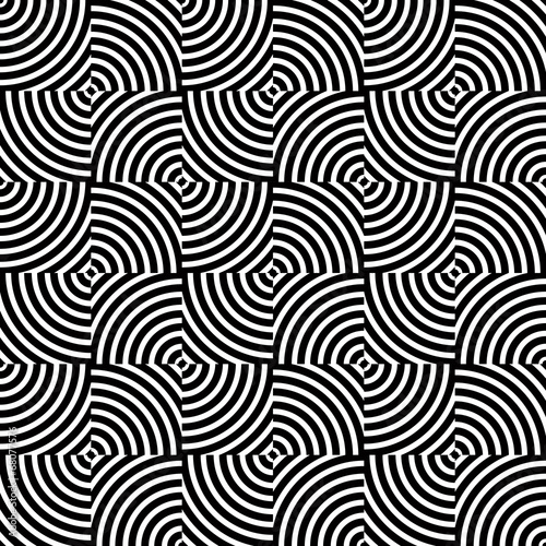 Optical geometric black and white seamless pattern.