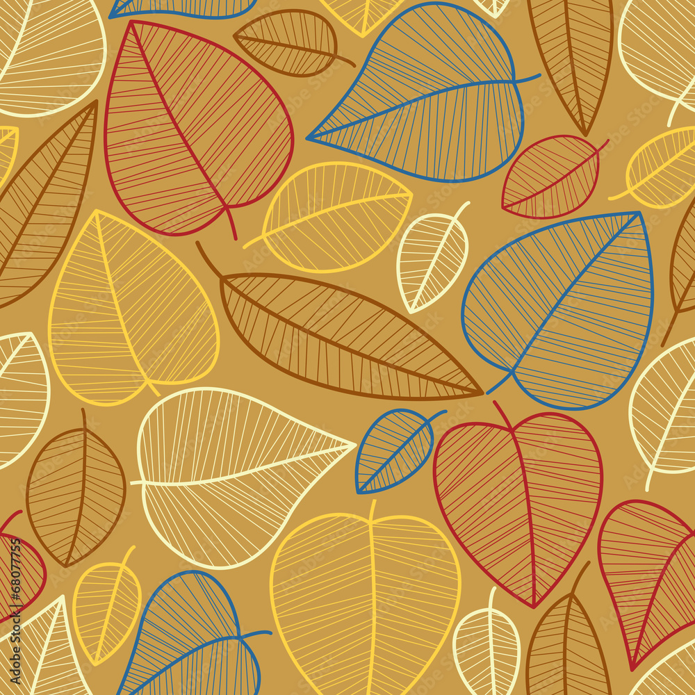 Obraz premium Autumn leaves seamless pattern.