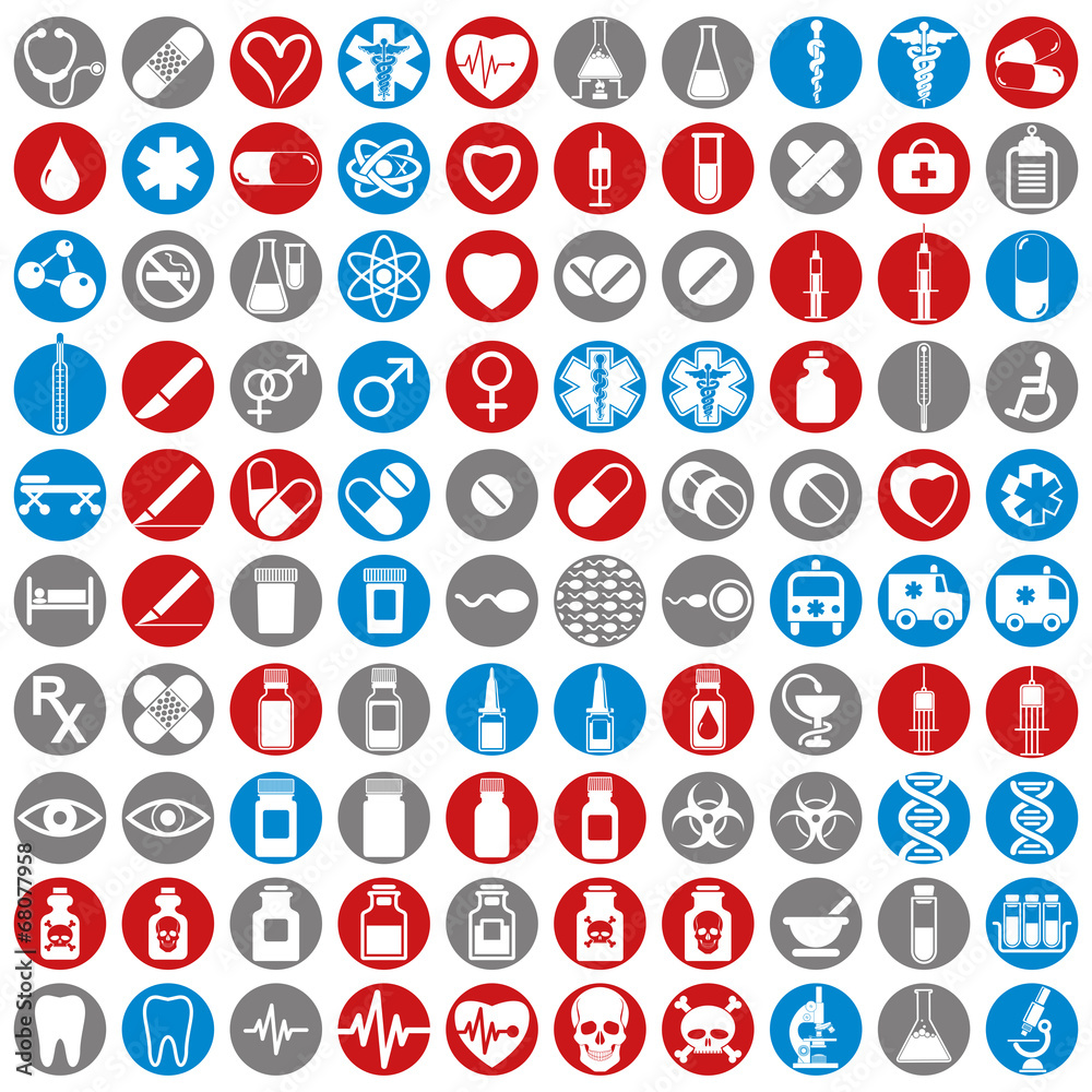 100 medical icons set. 100 medical icons set.