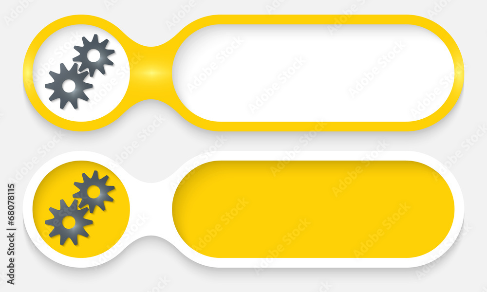 two buttons for entering text with cogwheels two buttons for entering text with cogwheels