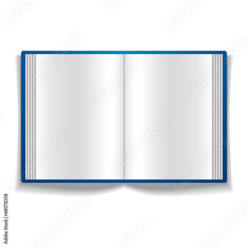 Open book with blank pages.