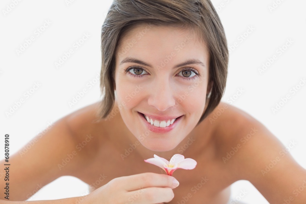 Natural brunette smiling at camera Natural brunette smiling at camera