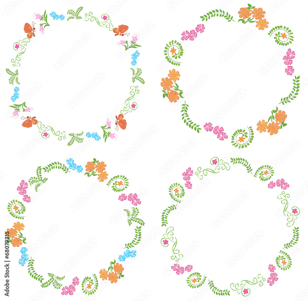 summer frames with flora and fauna - vector summer frames with flora and fauna - vector