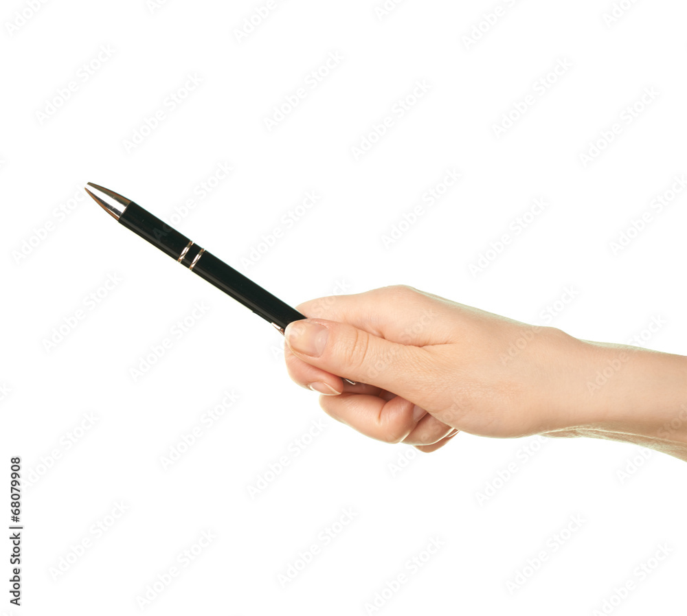 Female caucasian hand holding pen Female caucasian hand holding pen