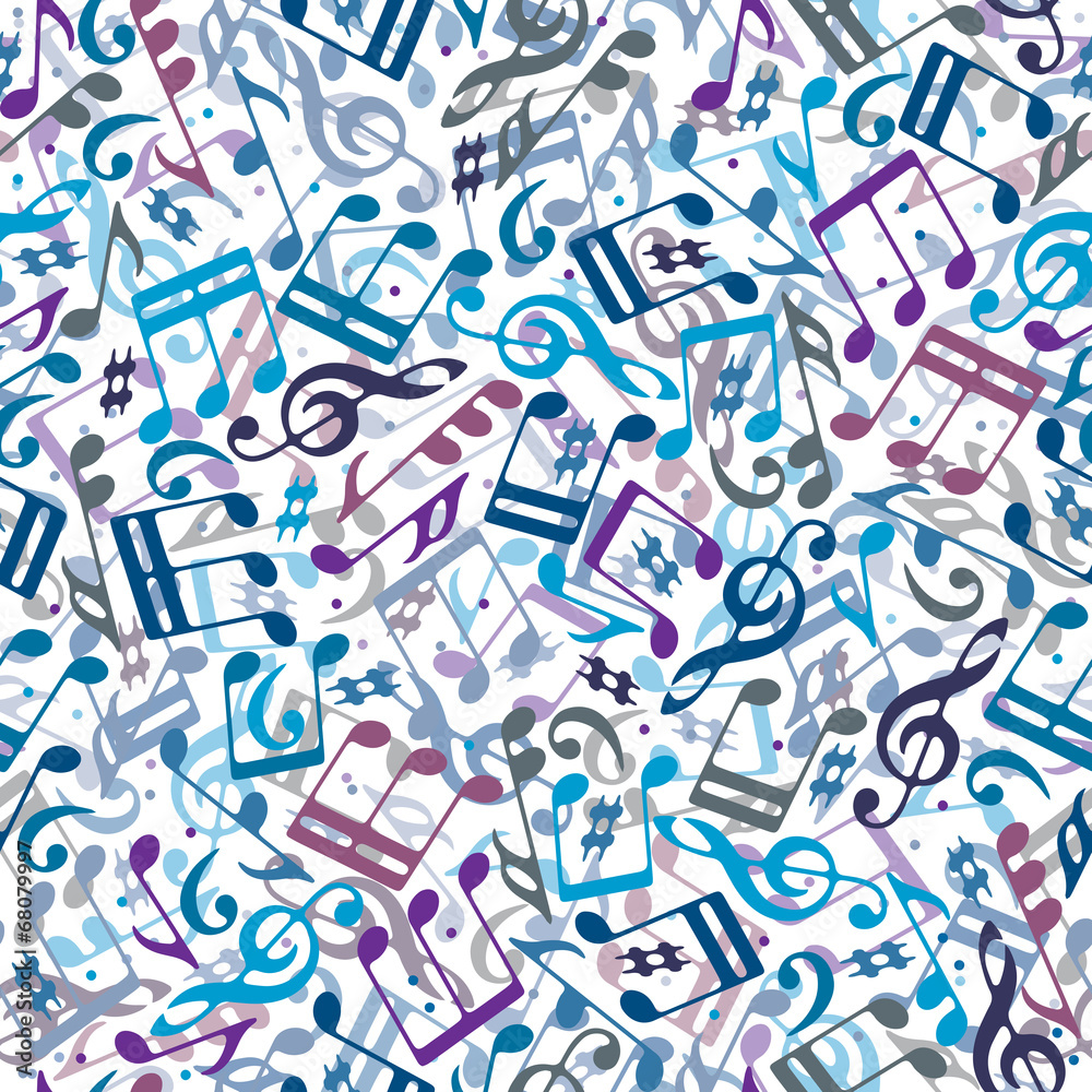 Colorful musical notes seamless pattern.