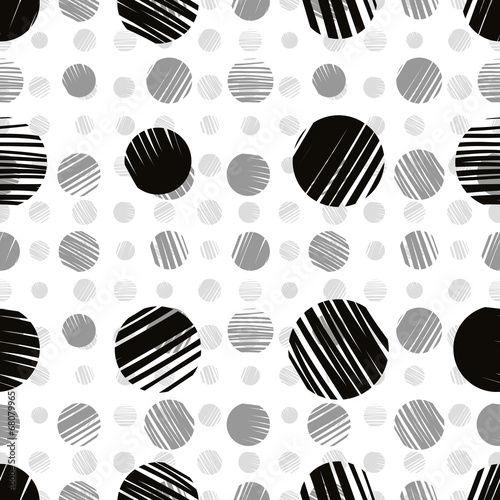 Sketch dots seamless pattern, monochrome.
