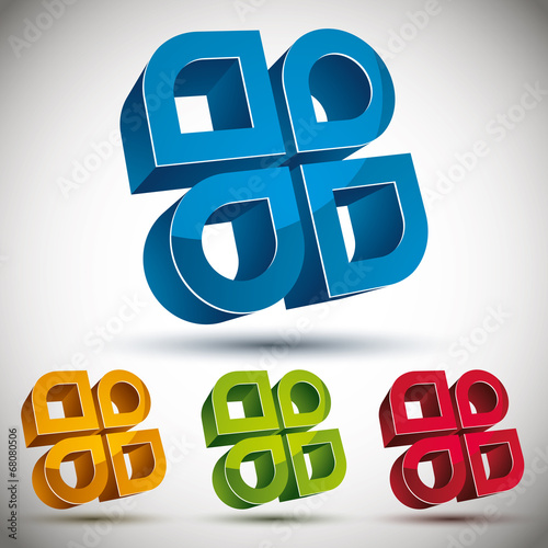 3d abstract icon with 4 ele...