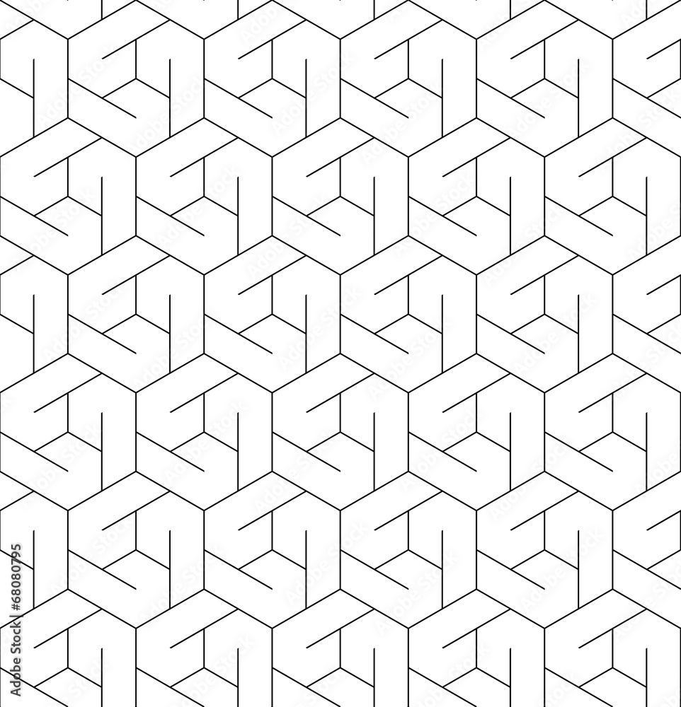 Black and white geometric seamless pattern with line and hexagon Black and white geometric seamless pattern with line and hexagon