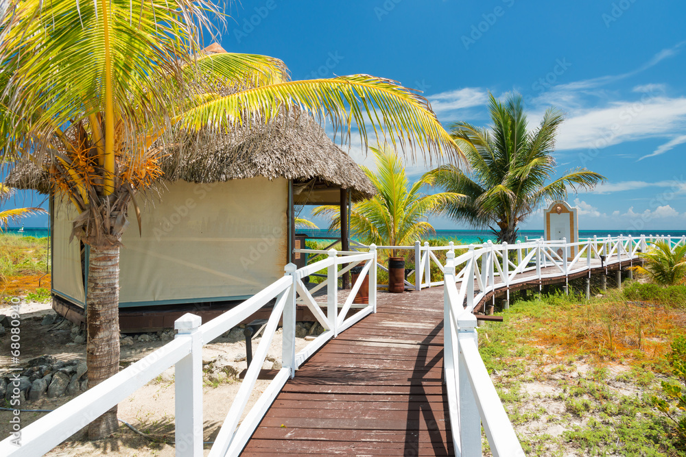 Fototapeta premium Walkway leading to a tropical beach in Cuba