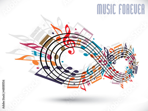 Forever music concept, infinity symbol made with musical notes a