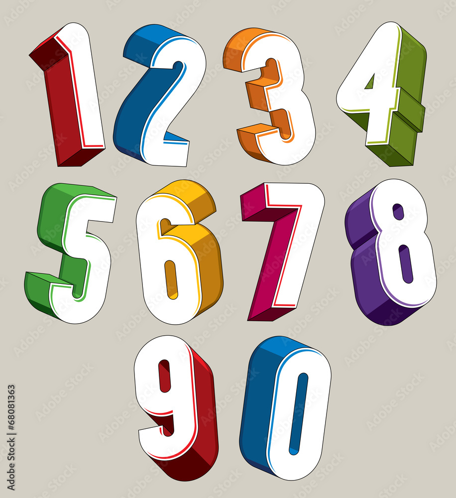 3d numbers set made with round shapes. 3d numbers set made with round shapes.
