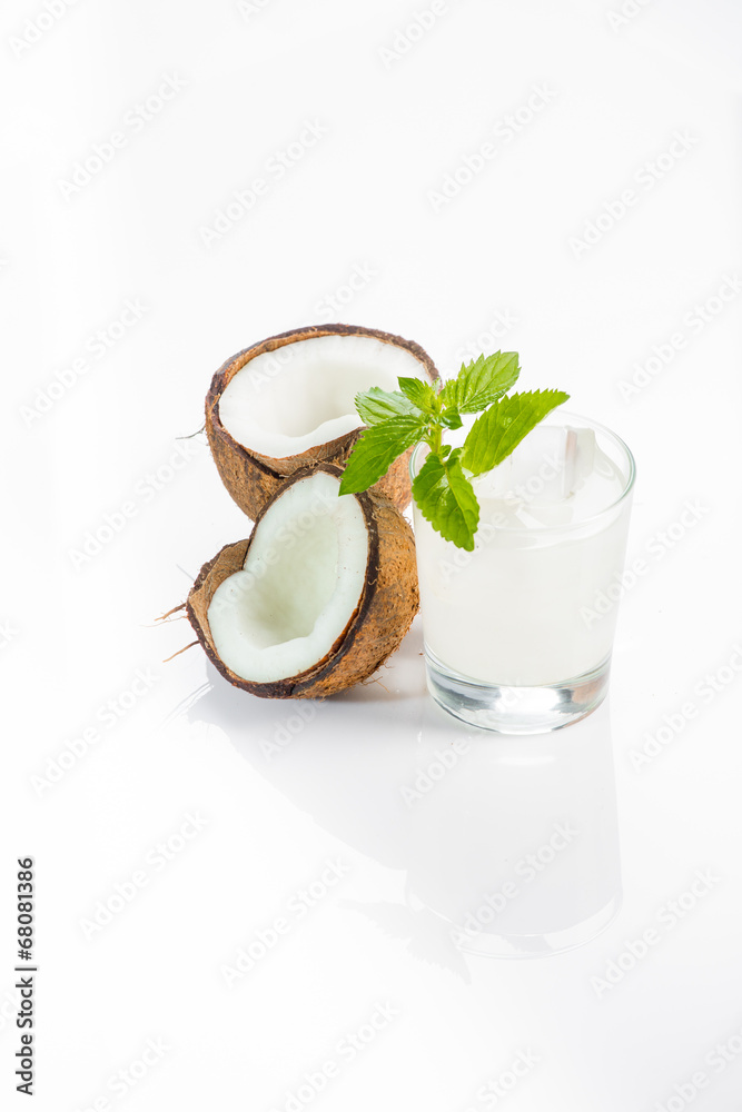 Coconut cocktail on white background Coconut cocktail on white background