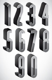 3d tall condensed numbers set.