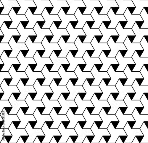 Black and white geometric seamless pattern with line and triangl