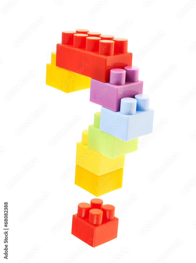 Naklejka premium Question mark made of toy bricks