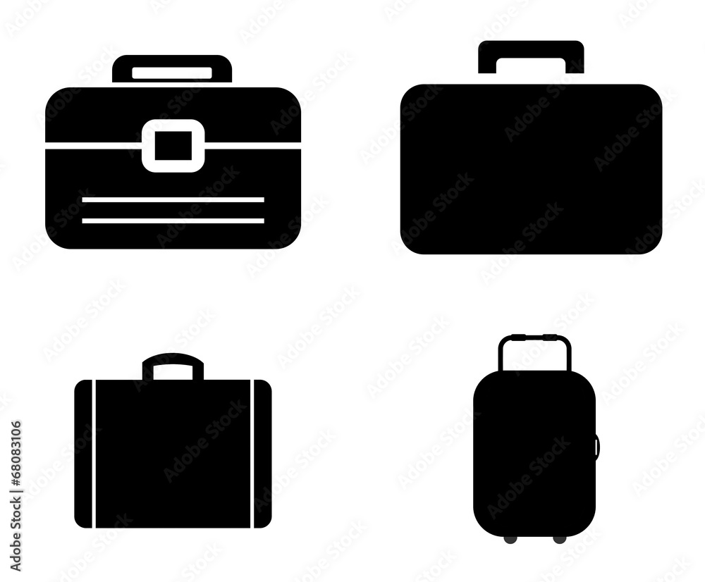 Valise et mallette en 4 icônes Valise et mallette en 4 icônes
