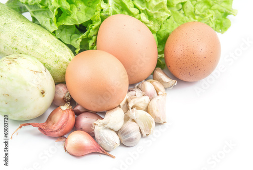 Healthy Food with Eggs, Vegetables Healthy Diet full of Antioxid