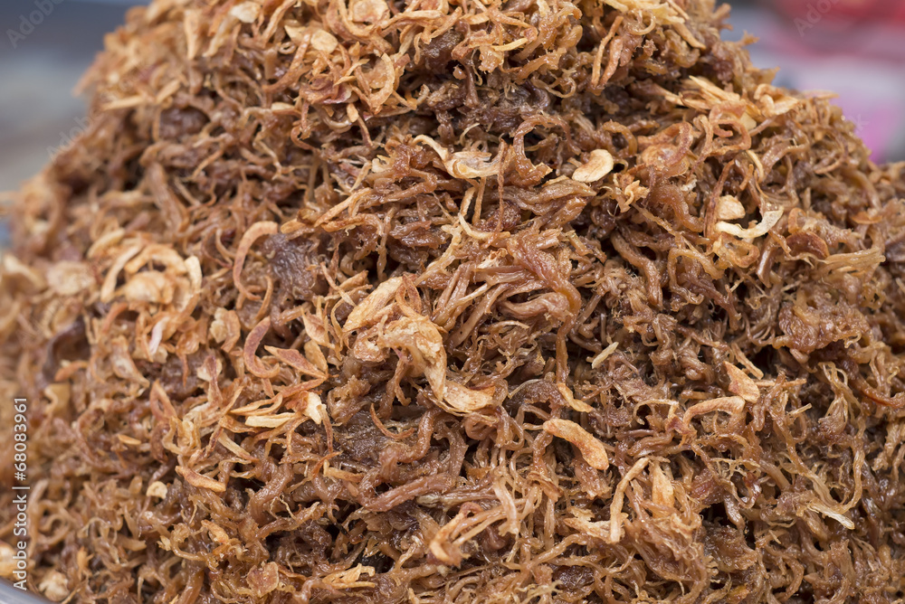 Sweet frayed beef with fried garlic. Sweet frayed beef with fried garlic.