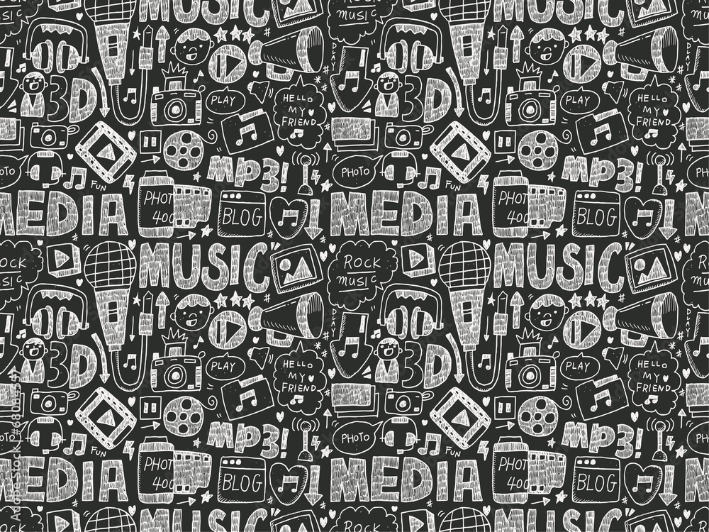 seamless doodle media pattern