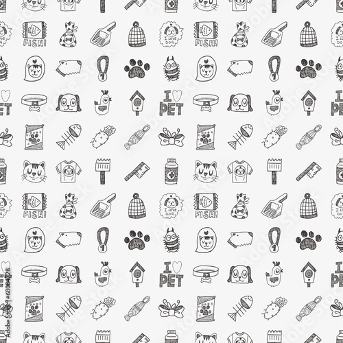 seamless doodle pet pattern