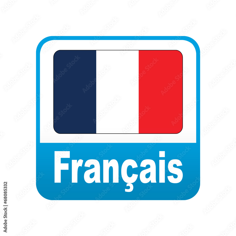 Etiqueta tipo app azul Français