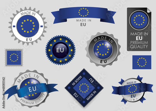 Made in EU Seal, European Union Flag (vector Art)