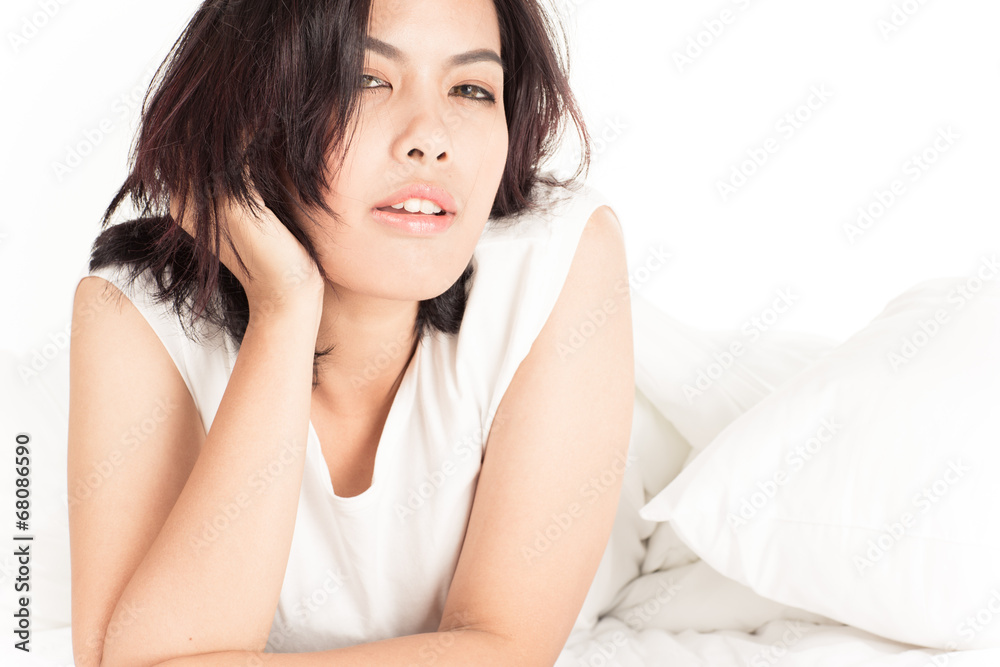 Portrait of a beautiful young woman in bed Portrait of a beautiful young woman in bed