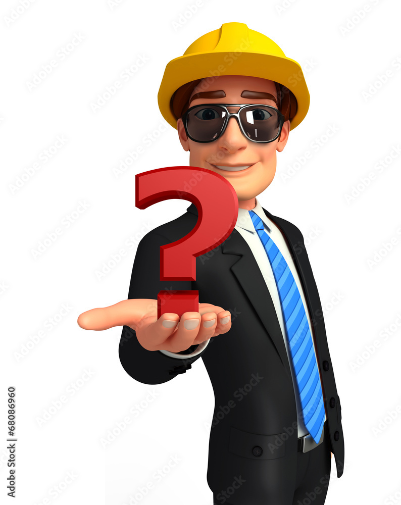 Young Business Man with question mark Young Business Man with question mark