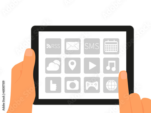 Tablet pc with applications in human hands