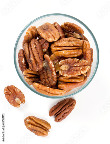 pecan nuts in a glass bowl