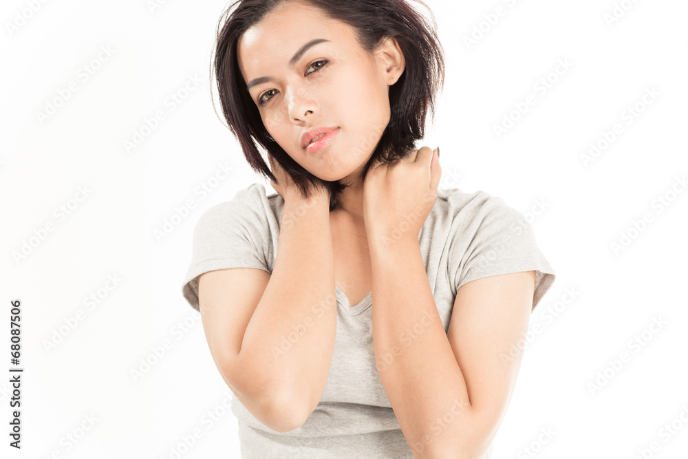 friendly smiling young woman portrait studio shot friendly smiling young woman portrait studio shot
