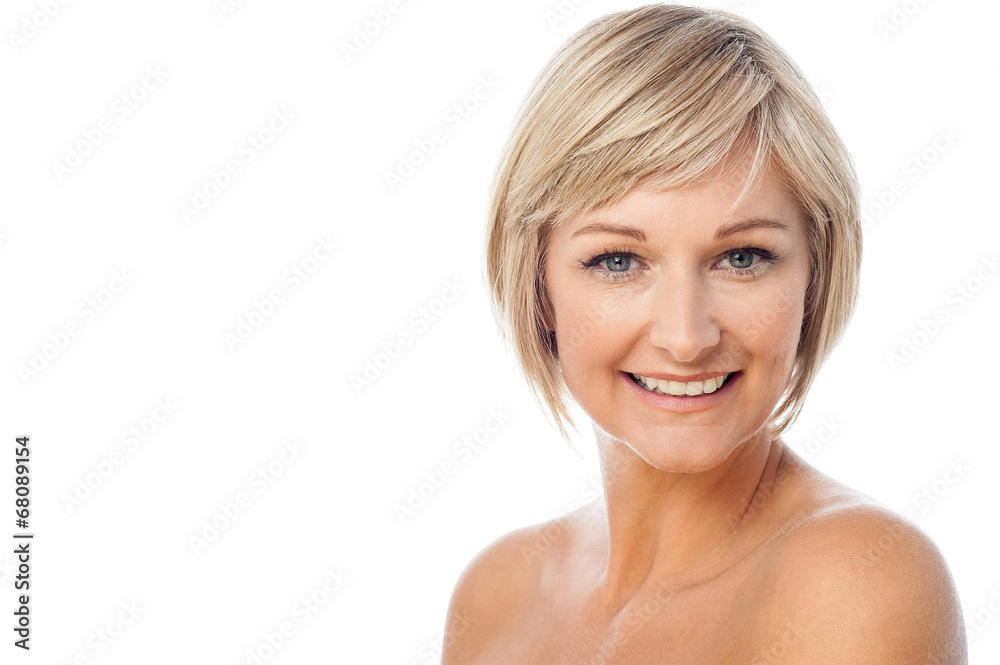 Smiling woman ready for make-up Smiling woman ready for make-up