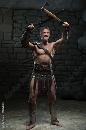 Gladiator with sword and axe