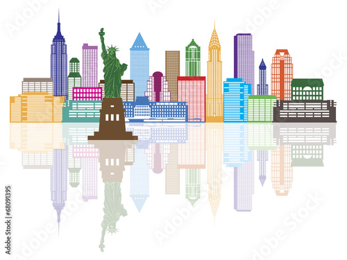 New York City Skyline Color Vector Illustration