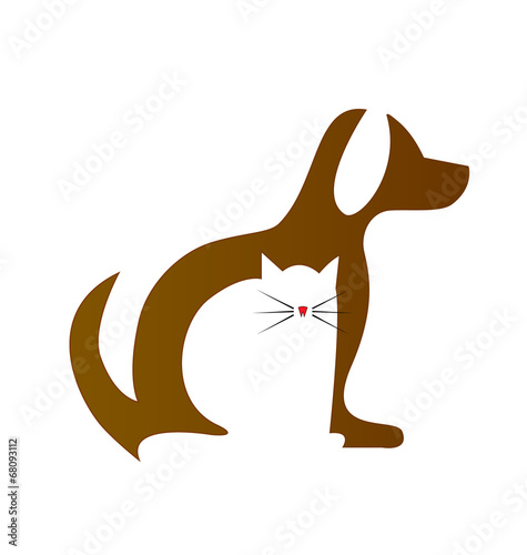 Dog and Cat silhouettes unity icon logo vector