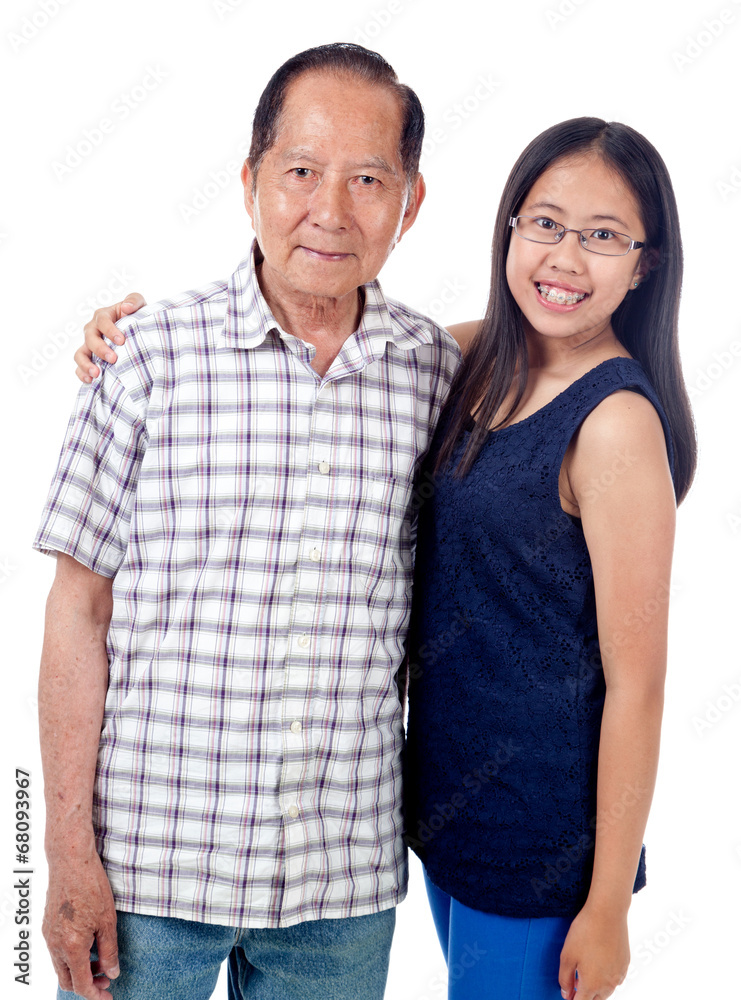 Grandfather with Teen Granddaughter Grandfather with Teen Granddaughter