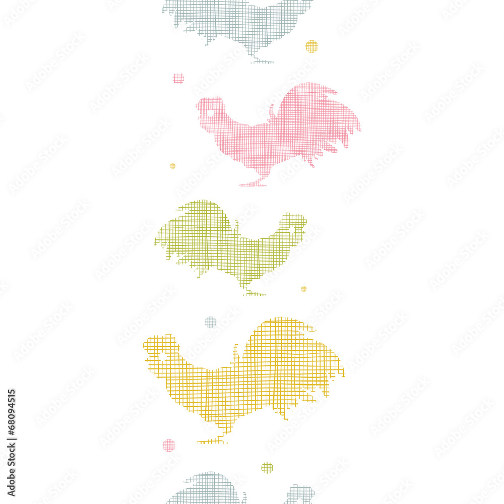 Abstract textile roosters vertical seamless pattern background